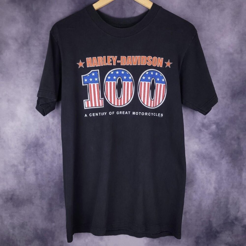 Vintage Y2K Harley Davidson Orlando Florida motorcycle biker faded black shirt